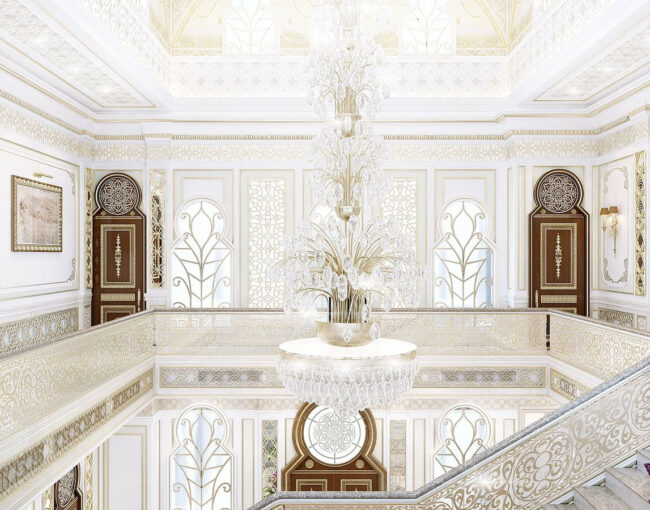 Modern villa living room interior design Ajman coastal style La Firma