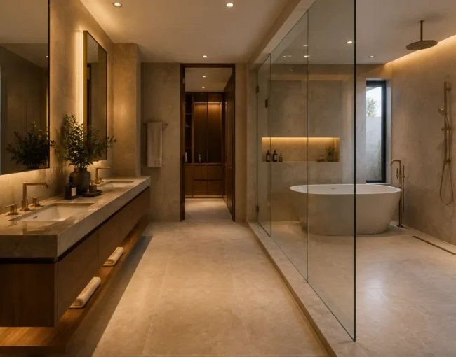 Master bathroom layout Dubai villas
