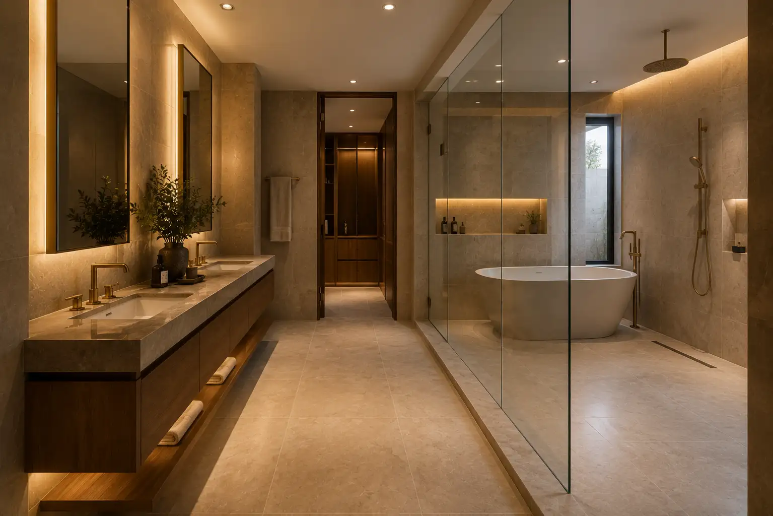 Master bathroom layout Dubai villas