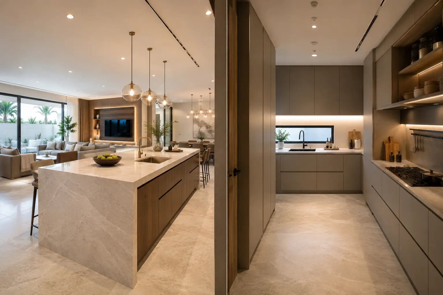 Open vs closed kitchen design Dubai