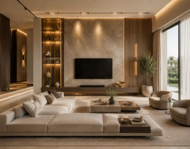 Luxury living room wall ideas Dubai
