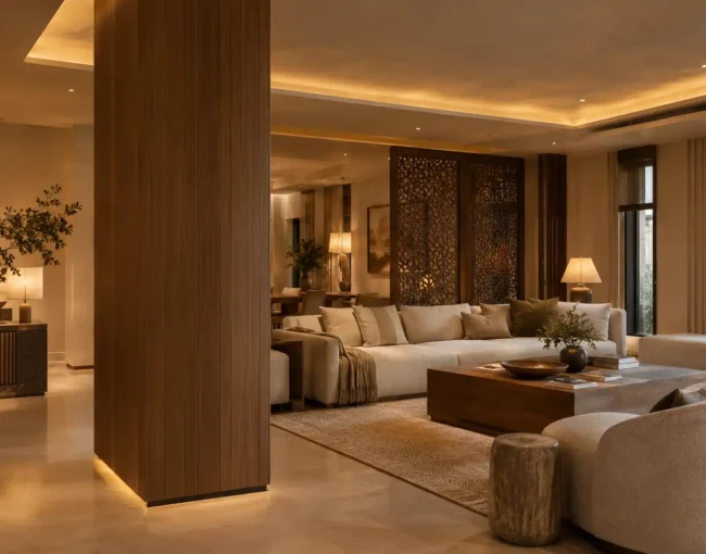 architectural constraint turned into villa interior design feature