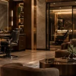 barbershop interior design layout and lighting Dubai