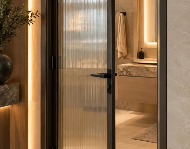 Modern bathroom door in a Dubai home