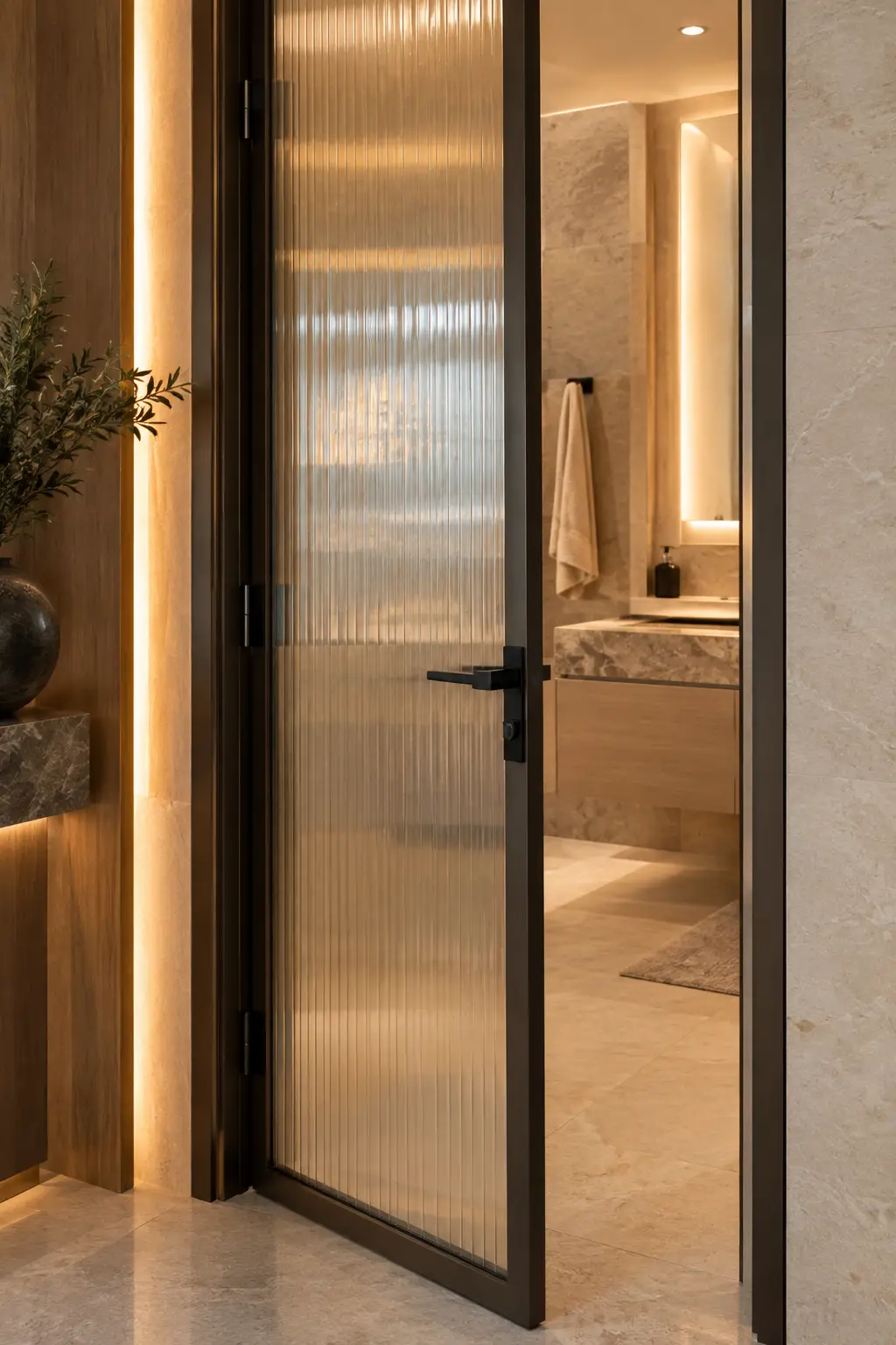 Modern bathroom door in a Dubai home