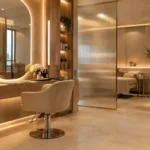 beauty salon interior design layout and lighting Dubai