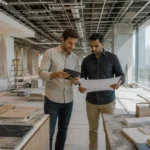Fit-out company reviewing project drawings