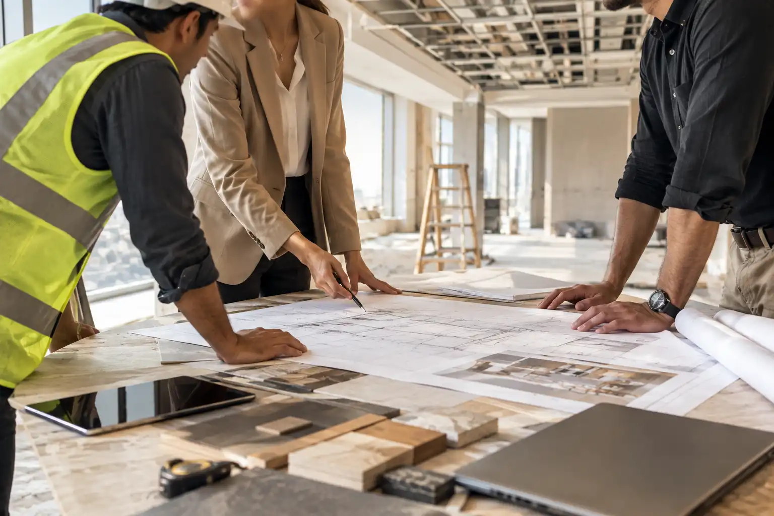 project manager coordinating designers and contractors