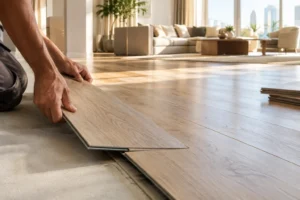 SPC flooring installation in a Dubai home