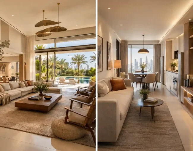 Villa vs apartment interior design Dubai