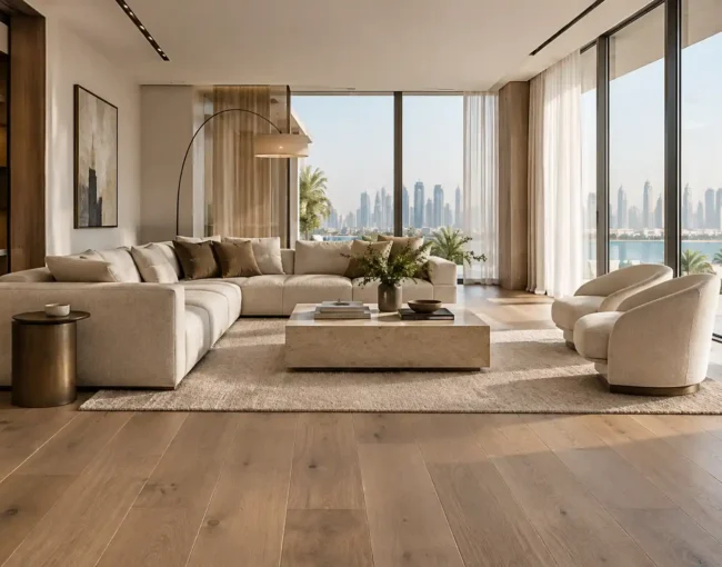 Engineered oak flooring in Dubai villa