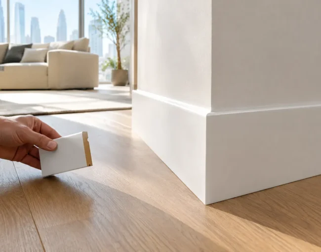 MDF skirting board in a Dubai living room