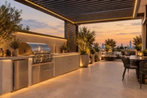 Outdoor kitchen on a Dubai villa terrace