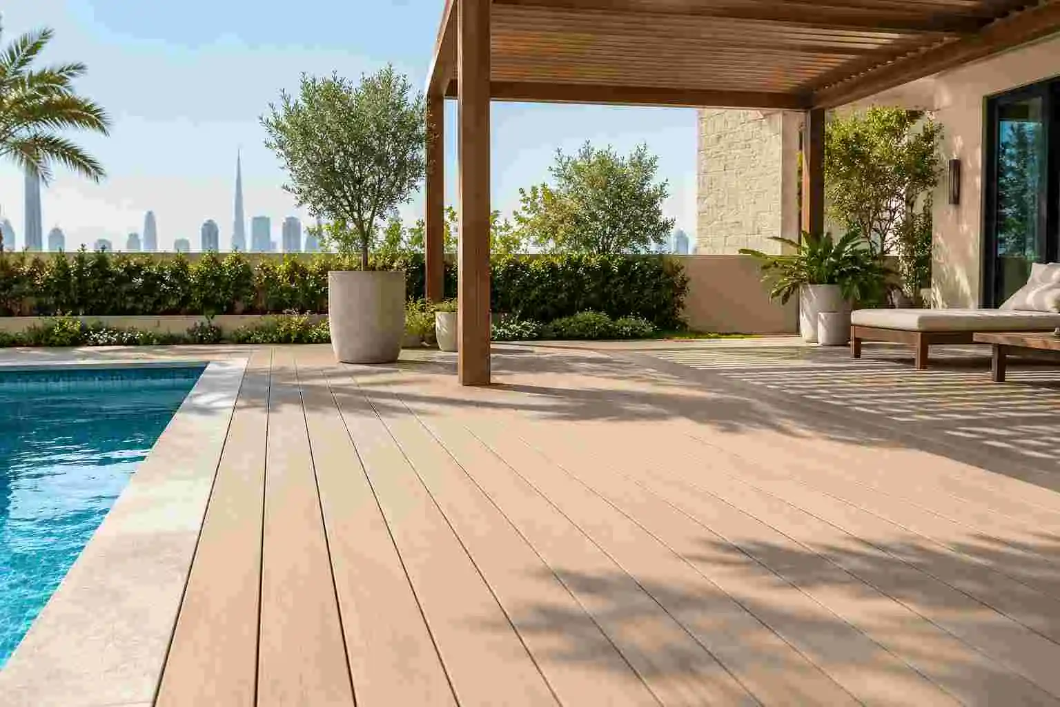 WPC decking on a Dubai villa pool deck